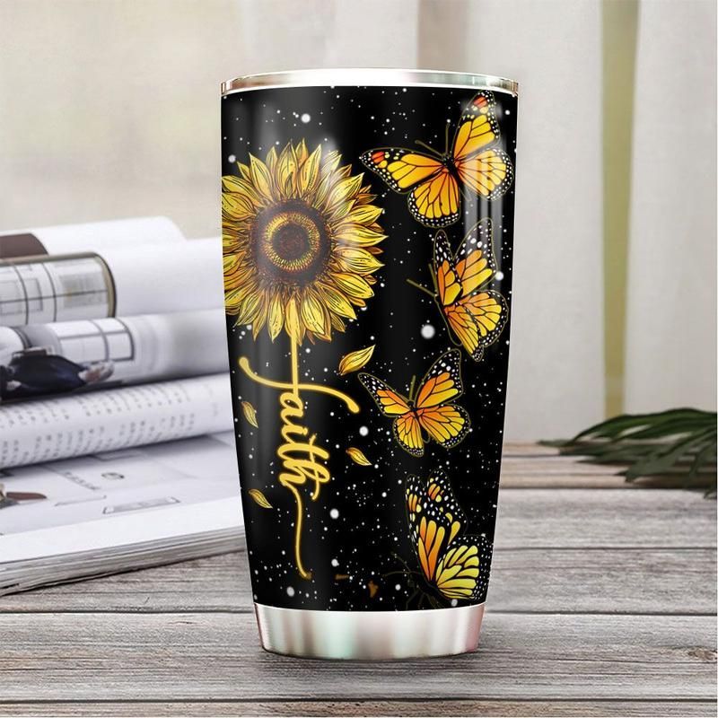 Sunflower Butterfly Faith Stainless Steel Cup Sunflower Butterfly Faith Stainless Steel Cup