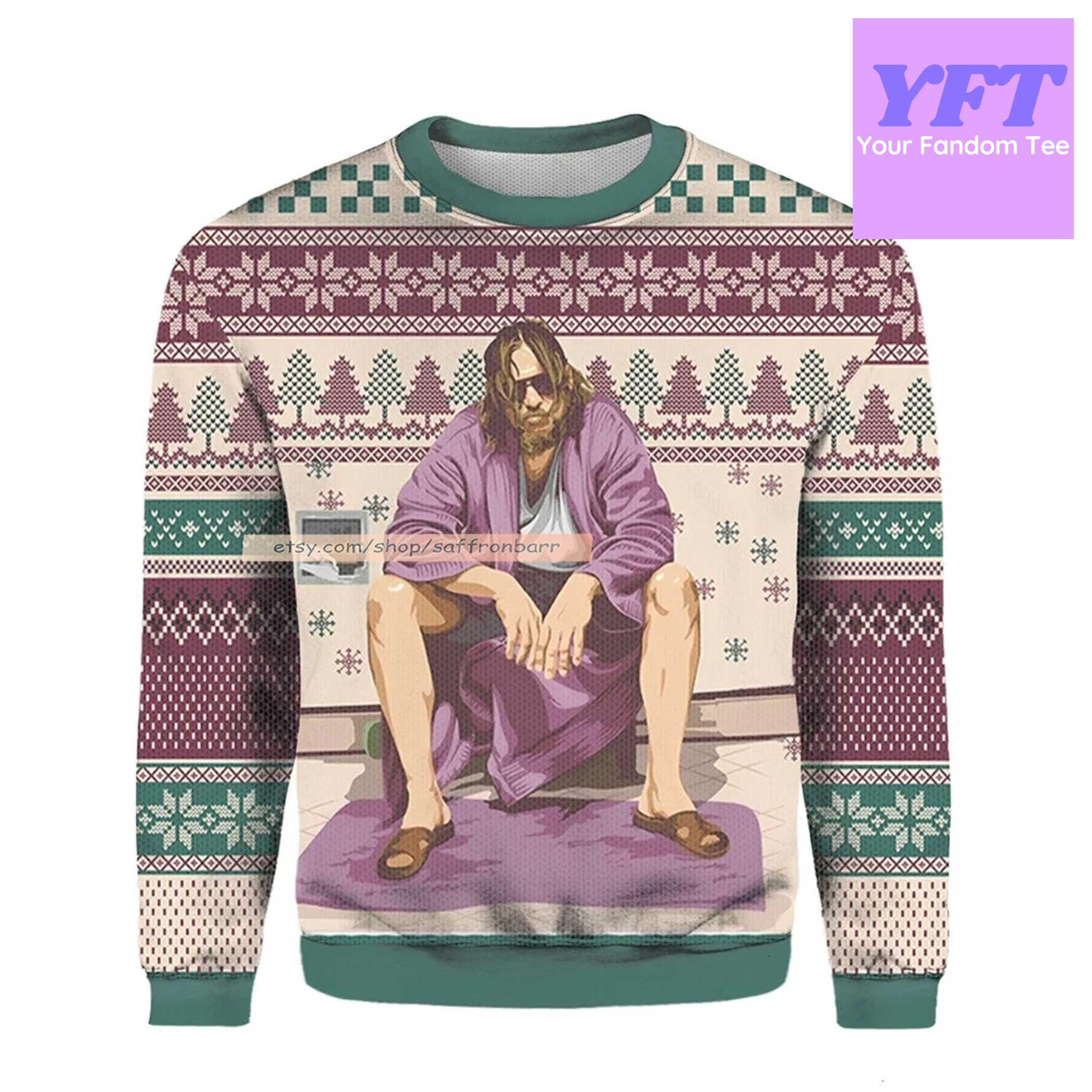 The Big Lebowski Jeff Bride John Good Signatures 3d Ugly Christmas Sweater The Big Lebowski Jeff Bride John Good Signatures 3d Ugly Christmas Sweater