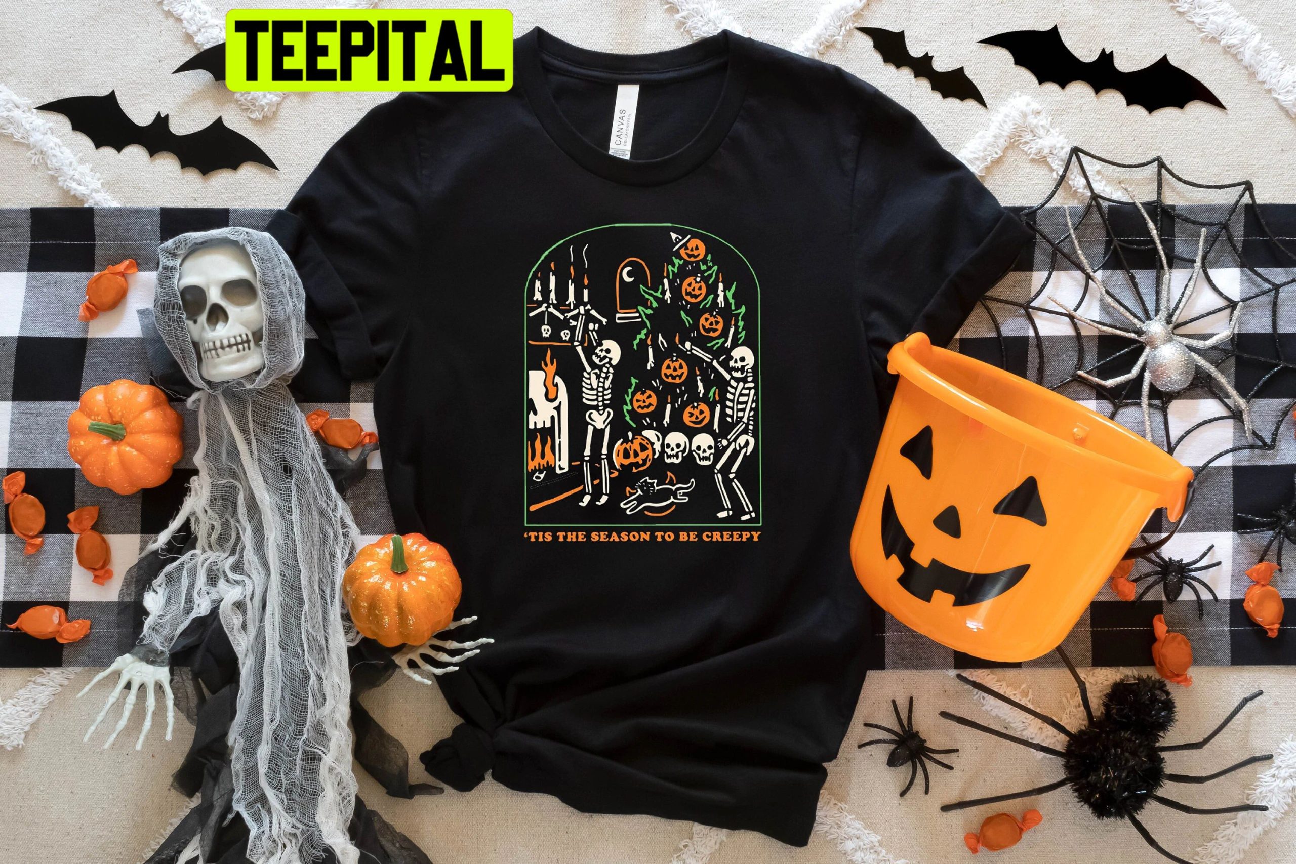 Tis The Season To Be Creepy Skeleton Trending Unisex Shirt Tis The Season To Be Creepy Skeleton Trending Unisex Shirt