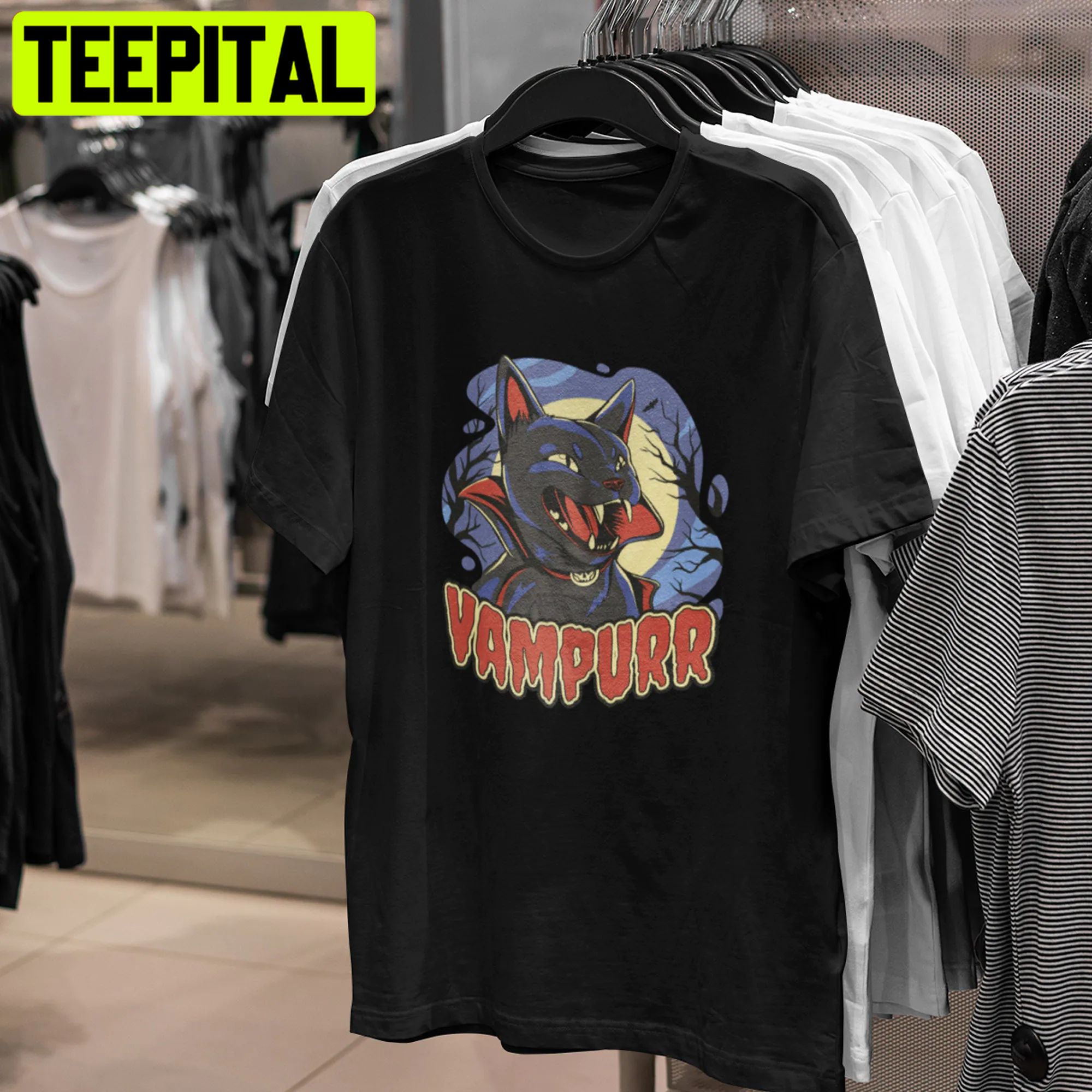 Vampire Cat Vampurr Funny Halloween Trending Unisex Shirt Vampire Cat Vampurr Funny Halloween Trending Unisex Shirt
