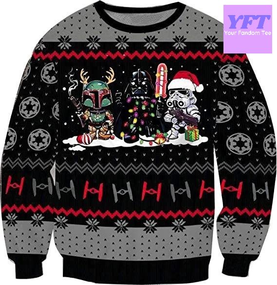Vintage Darksidee Funny Starwarrr 3d Ugly Christmas Sweater Vintage Darksidee Funny Starwarrr 3d Ugly Christmas Sweater