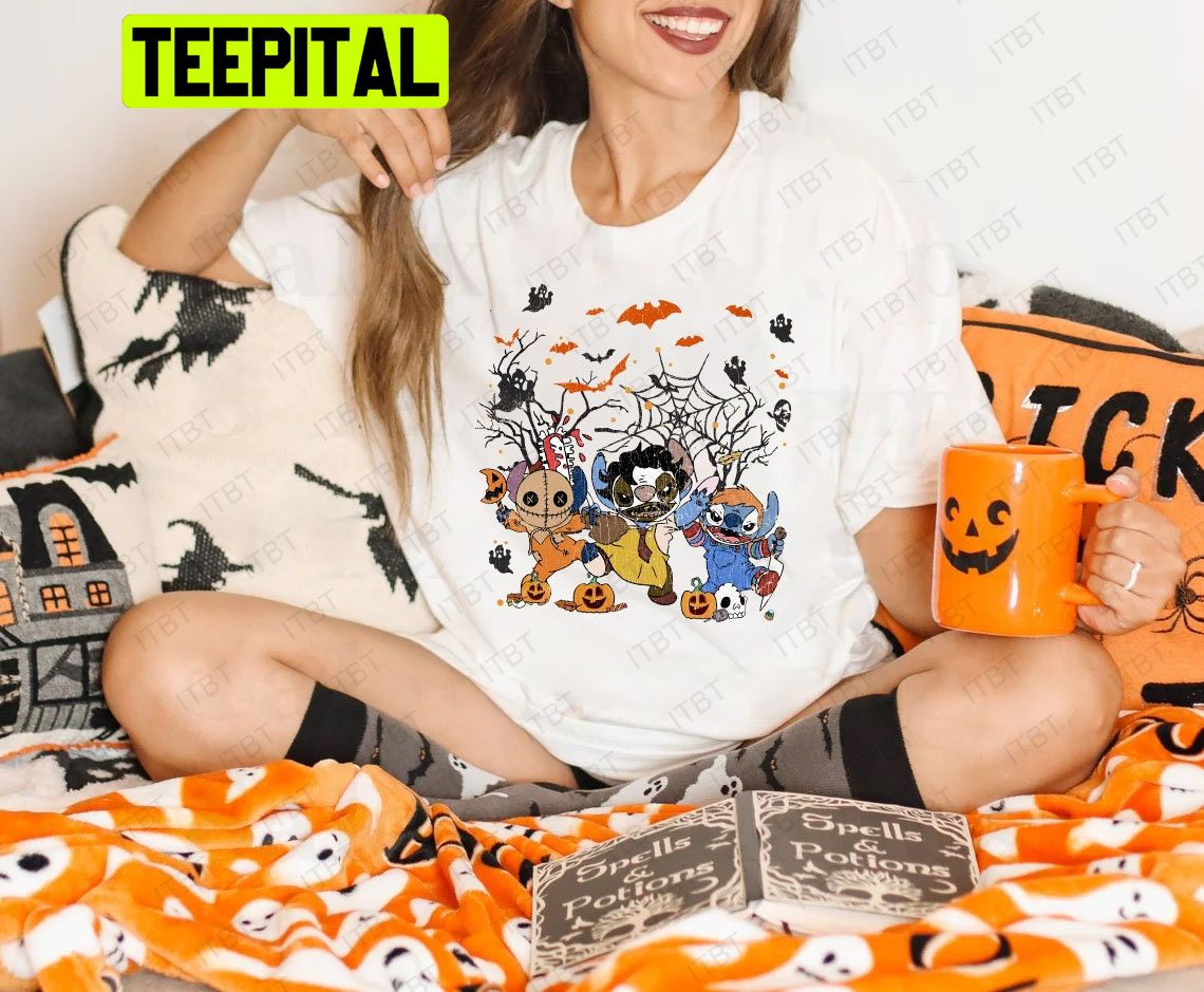 Vintage Disney Stitch Horror Movie Cosplay HalloweenTrending Unisex Shirt Vintage Disney Stitch Horror Movie Cosplay HalloweenTrending Unisex Shirt