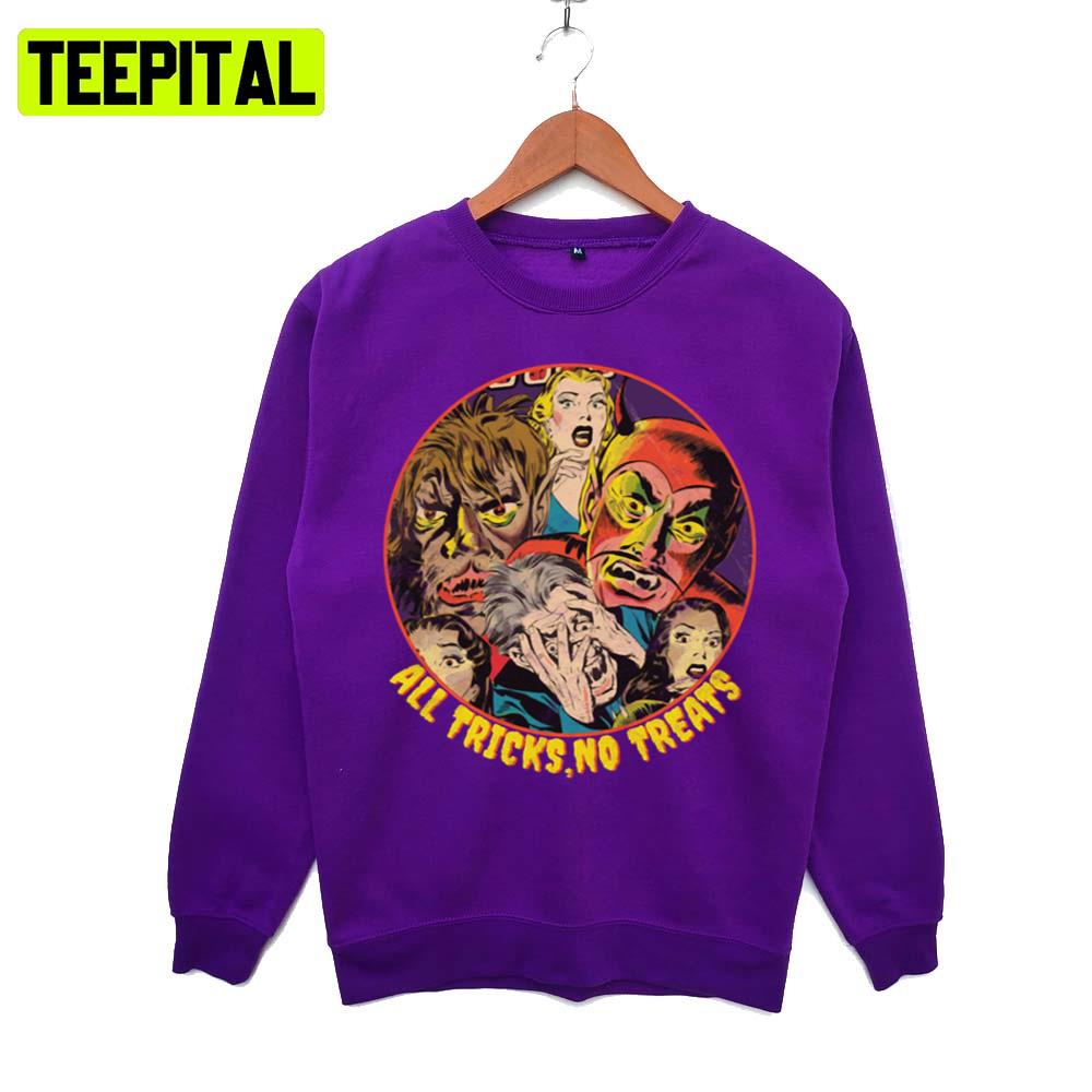 Vintage Horror Comics Trick Or Treat Halloween Illustration Hoodie Vintage Horror Comics Trick Or Treat Halloween Illustration Hoodie