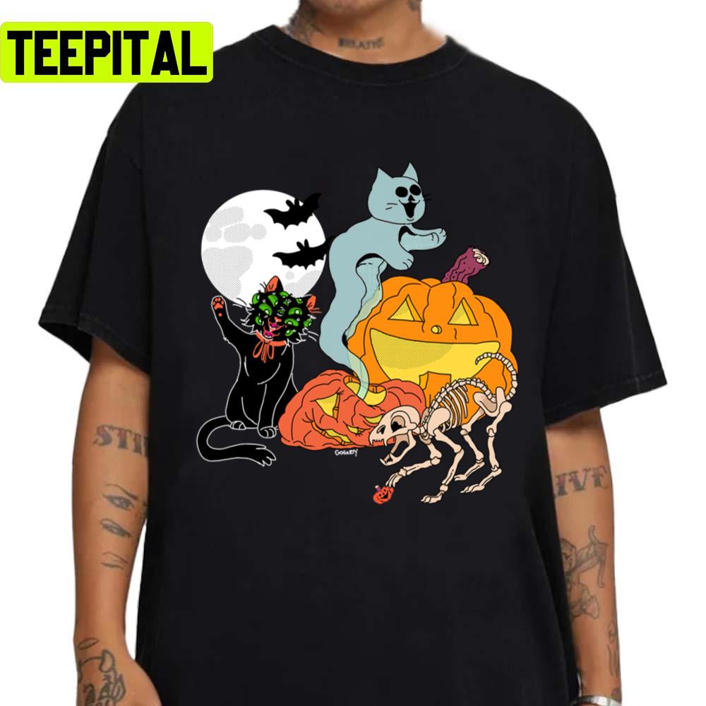 Weird Cats Halloween Graphic Unisex Sweatshirt Weird Cats Halloween Graphic Unisex Sweatshirt