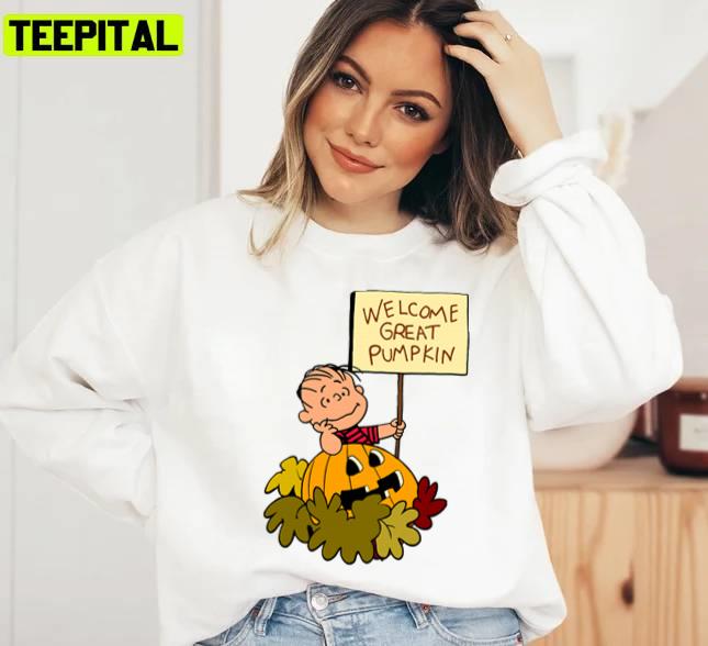 Welcome Great Pumpkin Halloween Graphic Unisex Sweatshirt Welcome Great Pumpkin Halloween Graphic Unisex Sweatshirt