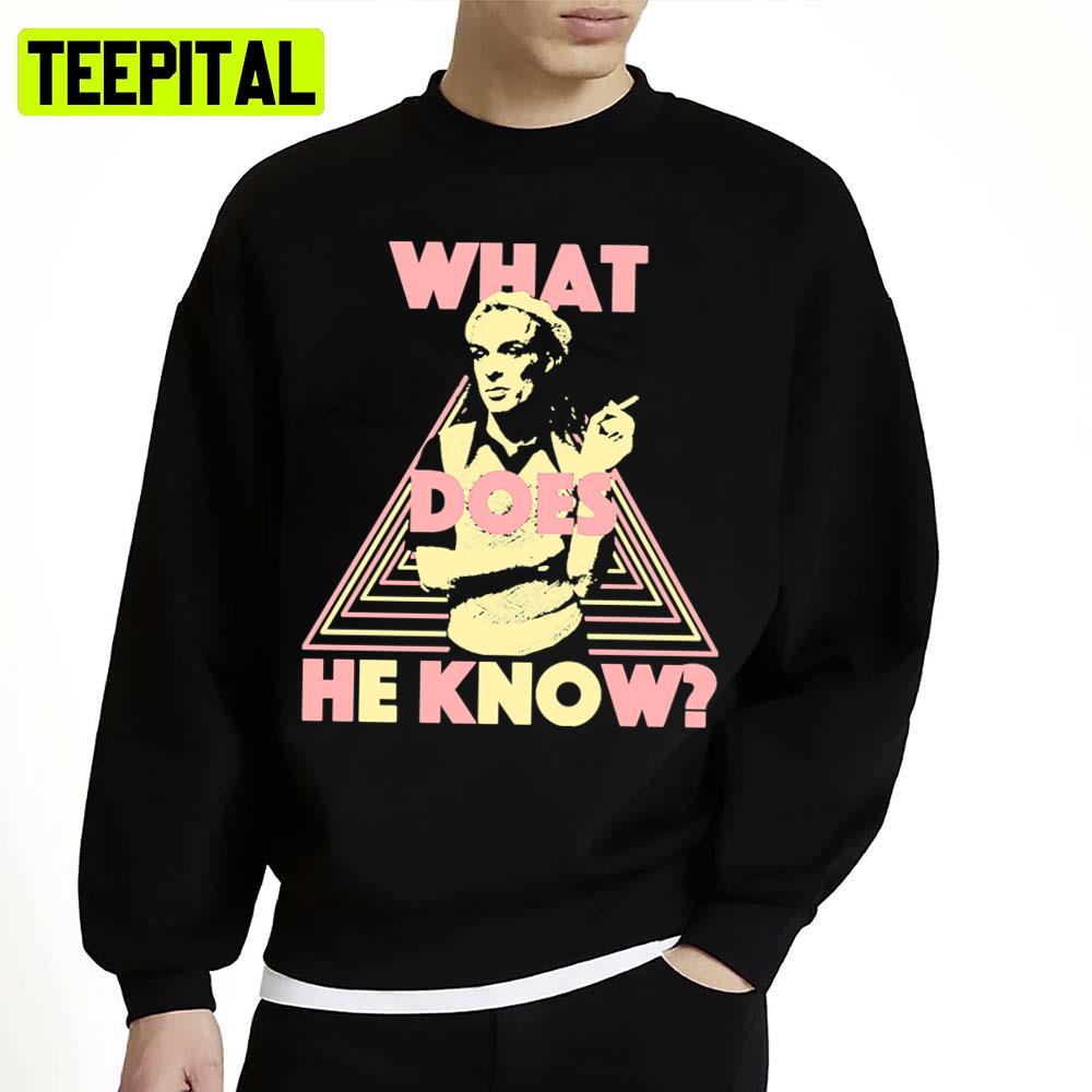 What Does He Know Brian Eno Roxy Music Unisex Sweatshirt What Does He Know Brian Eno Roxy Music Unisex Sweatshirt