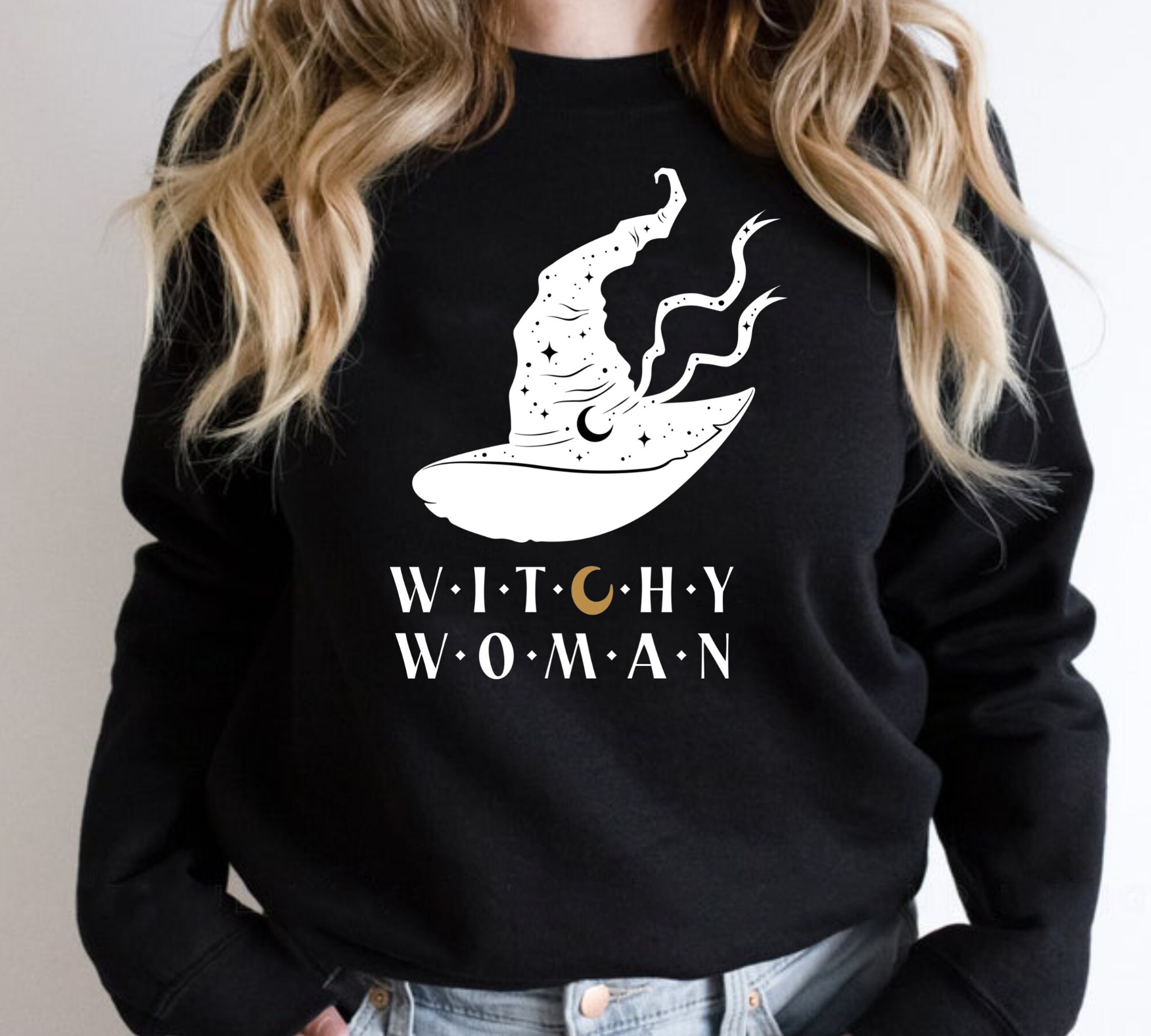 White Hat Witchy Woman For Pumpkin Halloween Unisex Sweatshirt White Hat Witchy Woman For Pumpkin Halloween Unisex Sweatshirt