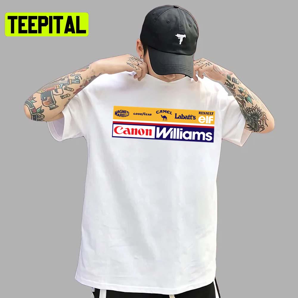Williams Fw14 19911992 Sponsor Block Formula 1 Car Racing F1 Unisex T-Shirt Williams Fw14 19911992 Sponsor Block Formula 1 Car Racing F1 Unisex T-Shirt
