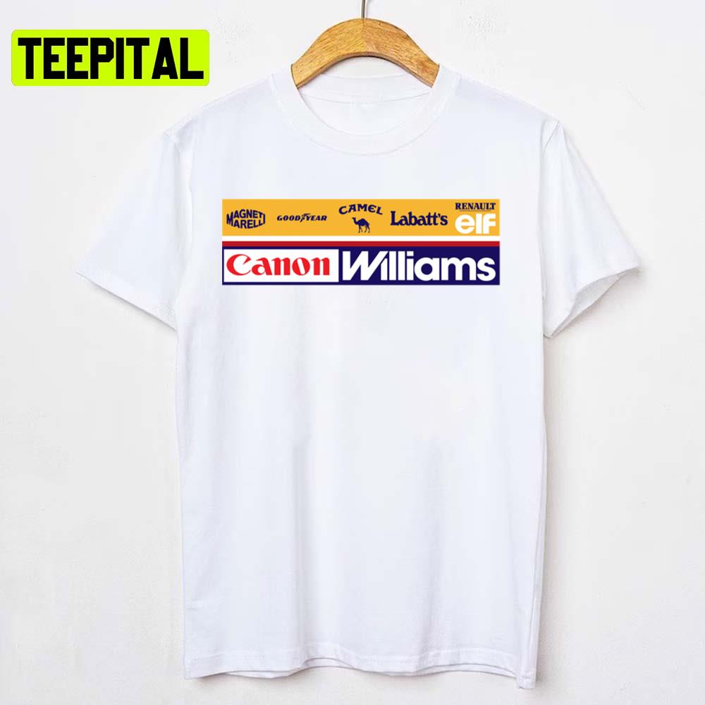 Williams Fw14 19911992 Sponsor Block Formula 1 Car Racing F1 Unisex T-Shirt Williams Fw14 19911992 Sponsor Block Formula 1 Car Racing F1 Unisex T-Shirt