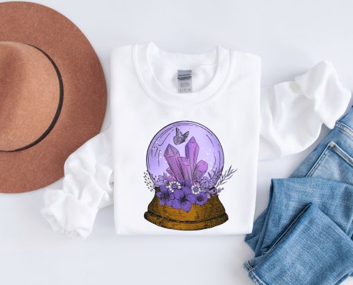 Witch Fortune Telling Ball Witch Boho Motif Cottagecore Pumpkin Halloween Unisex Sweatshirt
