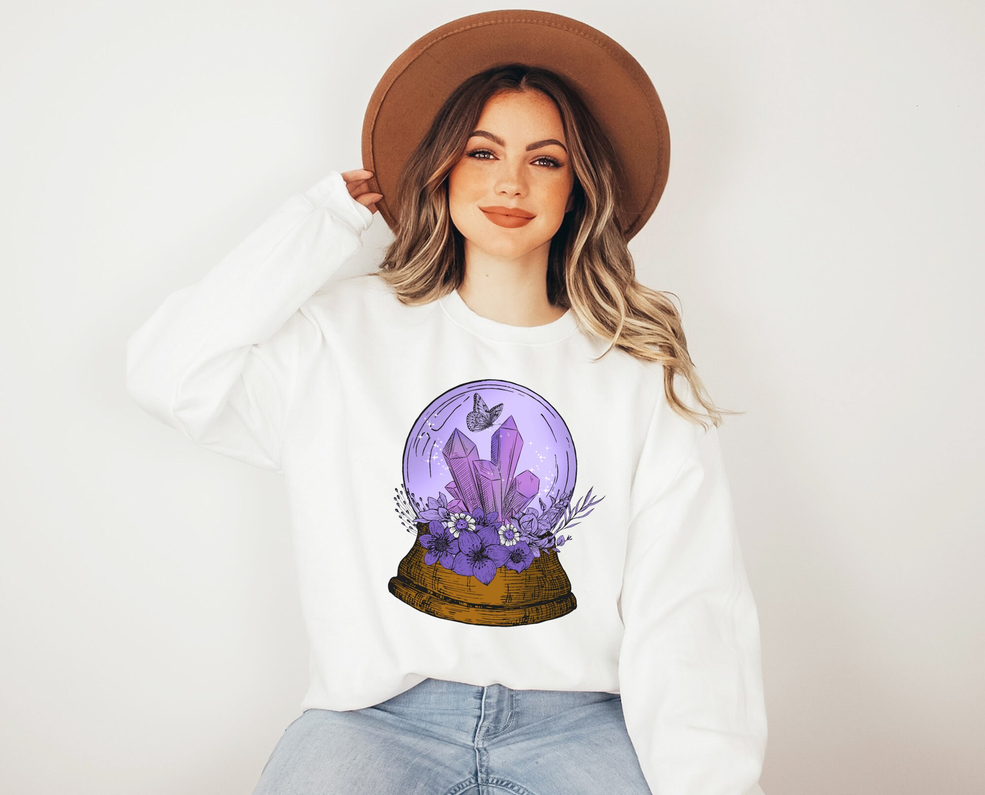 Witch Fortune Telling Ball Witch Boho Motif Cottagecore Pumpkin Halloween Unisex Sweatshirt Witch Fortune Telling Ball Witch Boho Motif Cottagecore Pumpkin Halloween Unisex Sweatshirt