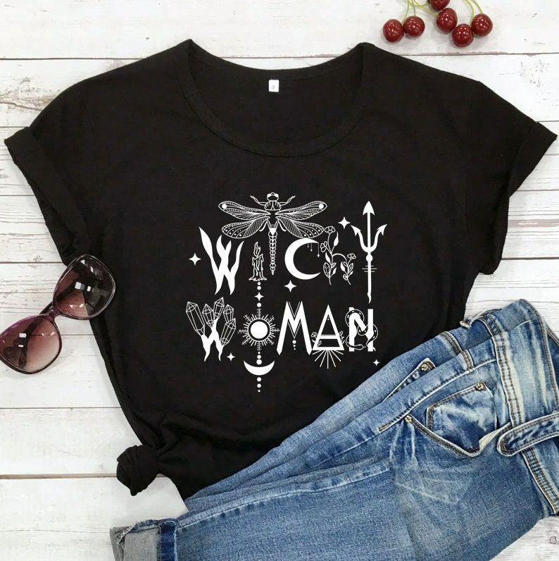 Witchy Woman Witch Cotton Tee Halloween T-Shirt Witchy Woman Witch Cotton Tee Halloween T-Shirt