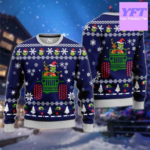 With Dog Driving Jeep Jeep The Grinch 3d Ugly Christmas Sweater