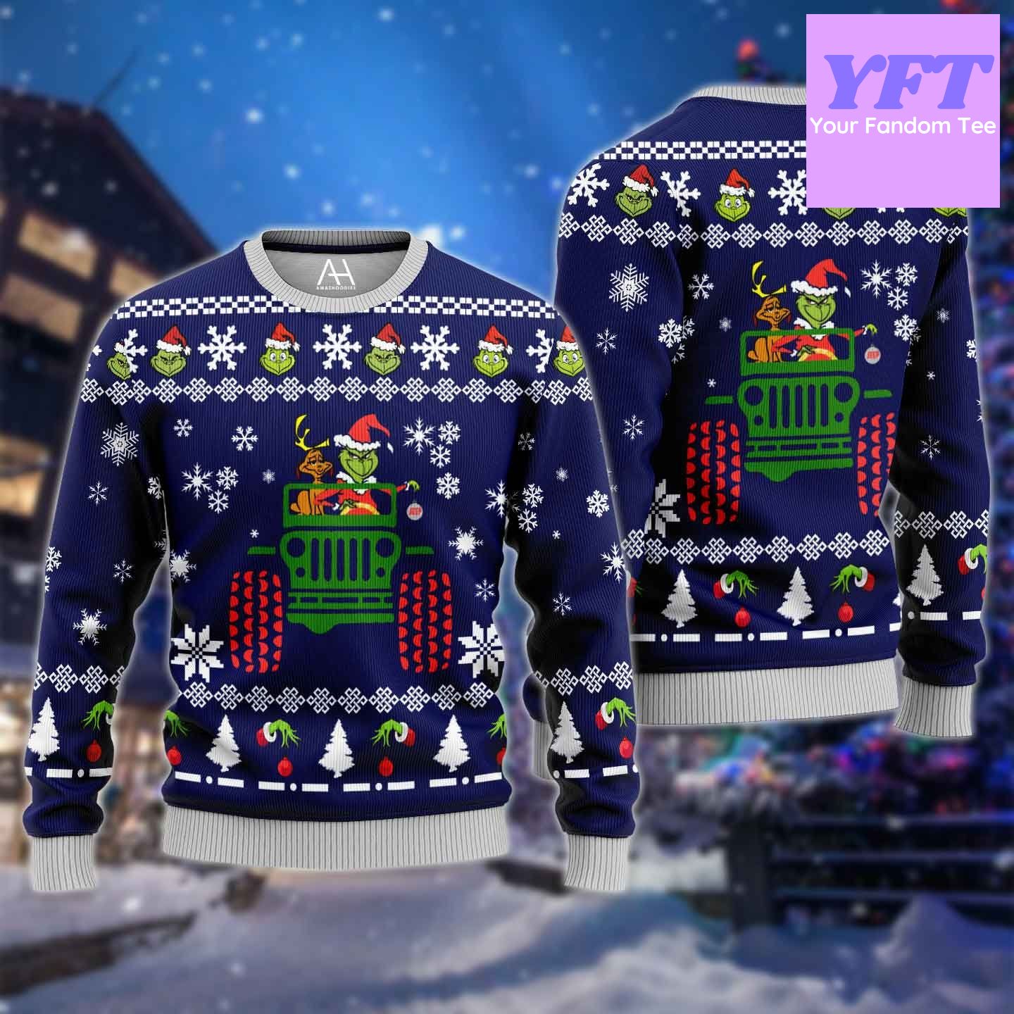 With Dog Driving Jeep Jeep The Grinch 3d Ugly Christmas Sweater With Dog Driving Jeep Jeep The Grinch 3d Ugly Christmas Sweater