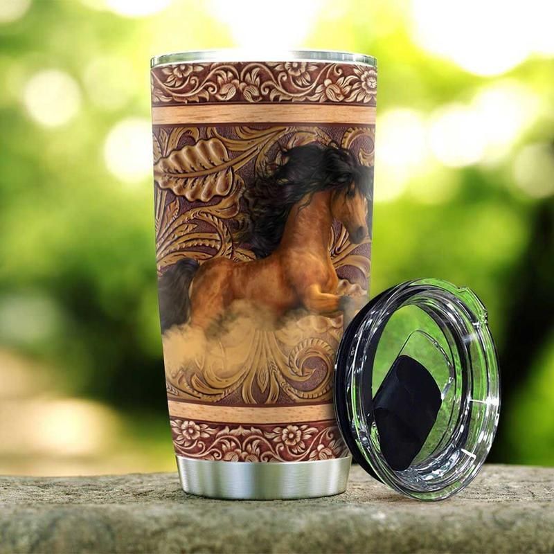 Wooden Horse Couple Stainless Steel Cup Wooden Horse Couple Stainless Steel Cup
