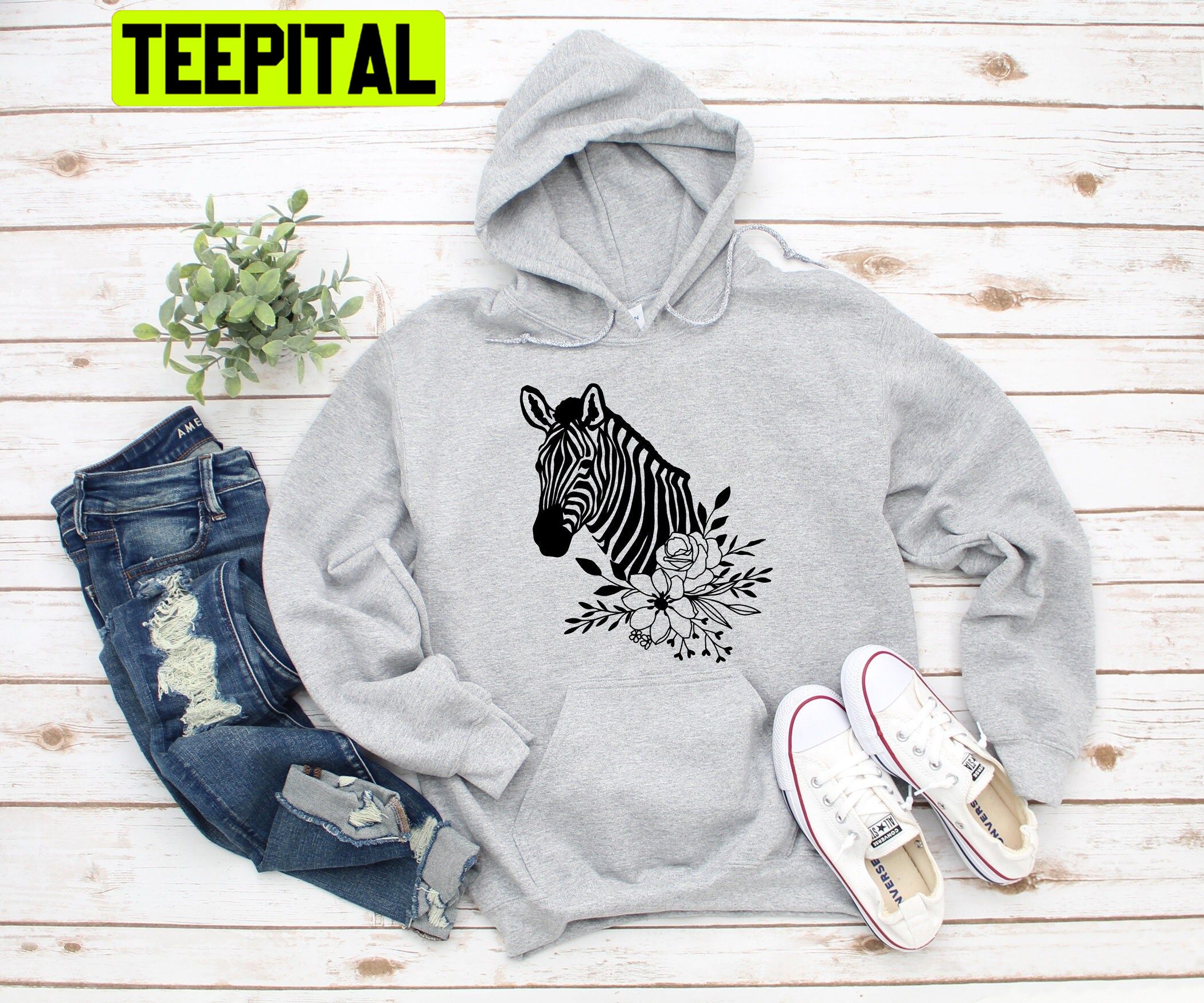 Zebra Flower Trending Unisex Hoodie Zebra Flower Trending Unisex Hoodie