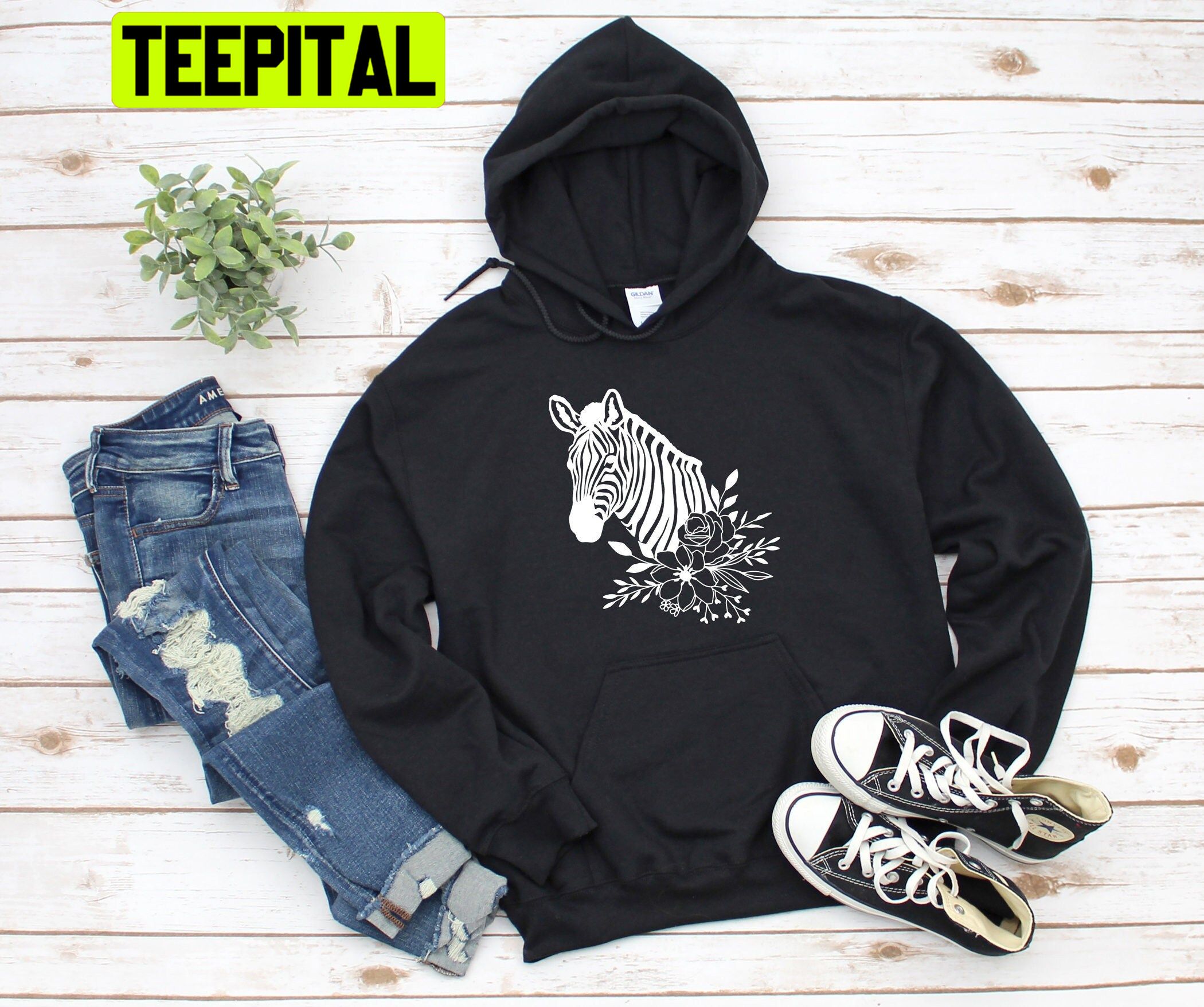 Zebra Flower Trending Unisex Hoodie Zebra Flower Trending Unisex Hoodie
