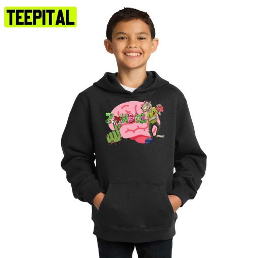 Zombies Love Brains Halloween Art Hoodie