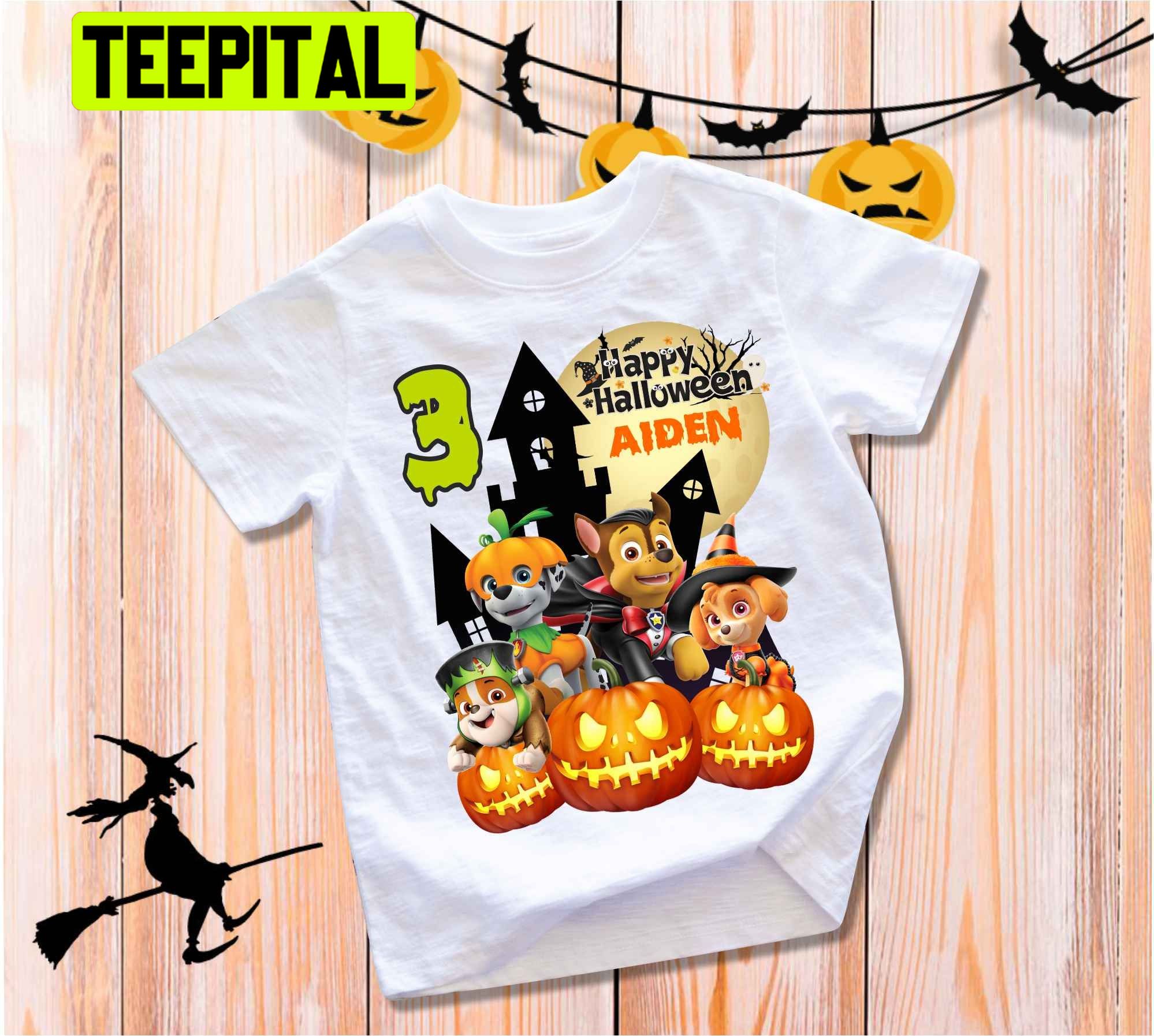 3 Halloween Paw Patrol Theme Party Personalized Trending Unisex Shirt 3 Halloween Paw Patrol Theme Party Personalized Trending Unisex Shirt