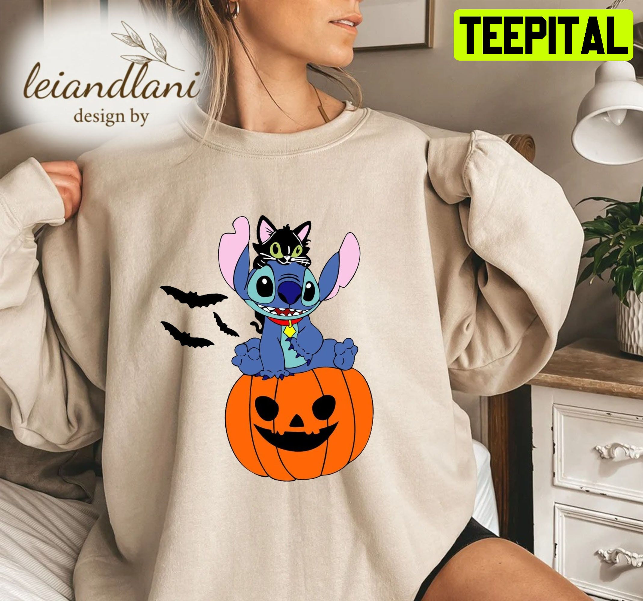 Animated Halloween Character Disney Trick Or Treat Horror Stitch Halloween Sweatshirt Animated Halloween Character Disney Trick Or Treat Horror Stitch Halloween Sweatshirt