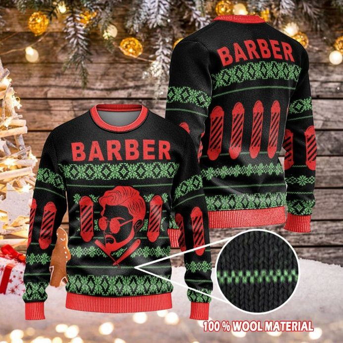 Barber Unisex 3D Ugly Christmas Sweater Barber Unisex 3D Ugly Christmas Sweater