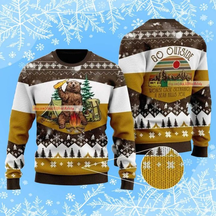 Bear Beer Campfire Ugly Christmas Sweater Bear Beer Campfire Ugly Christmas Sweater