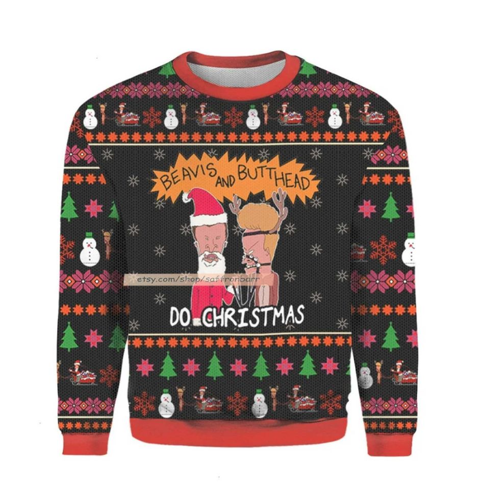 Beavis Butthead Do Xmas Ugly 3D Sweater Beavis Butthead Do Xmas Ugly 3D Sweater