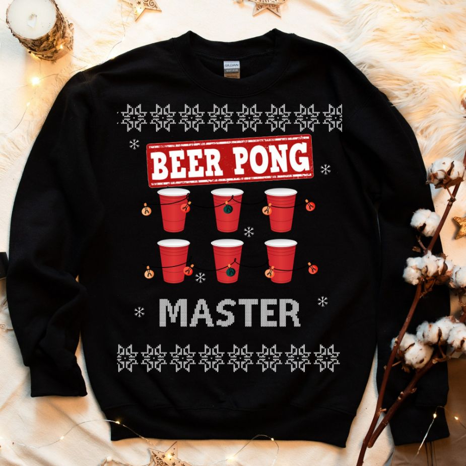 Beer Pong Ugly Christmas Sweatshirt Beer Pong Ugly Christmas Sweatshirt