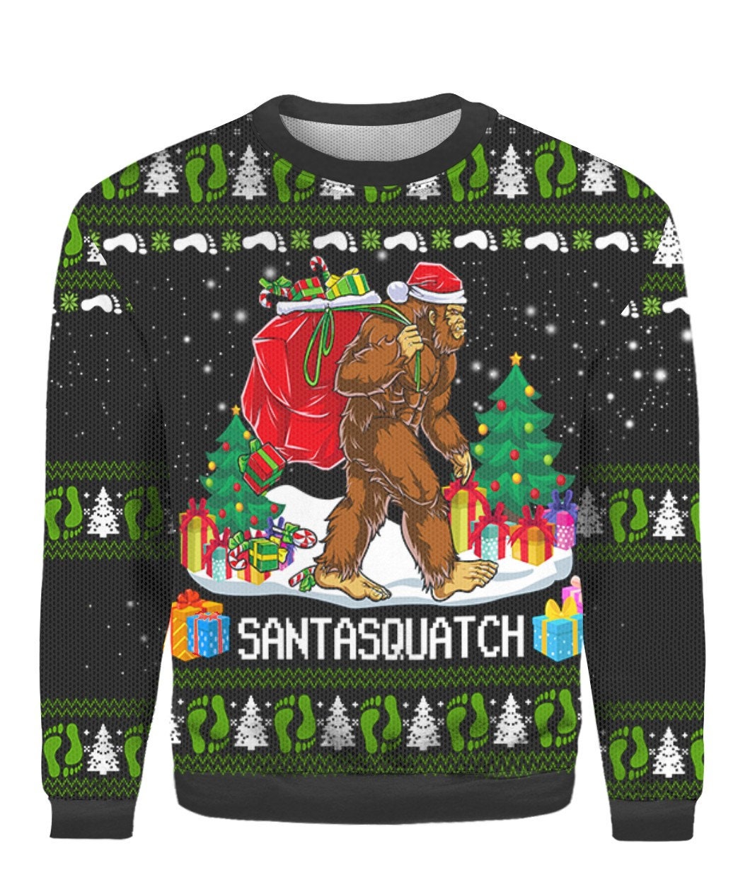 Bigfoot Santasquatch 3D Ugly Christmas Sweater Bigfoot Santasquatch 3D Ugly Christmas Sweater