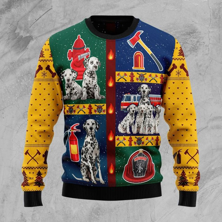 Brave Dalmatian Firefighter Unisex 3D Ugly Christmas Sweater Brave Dalmatian Firefighter Unisex 3D Ugly Christmas Sweater