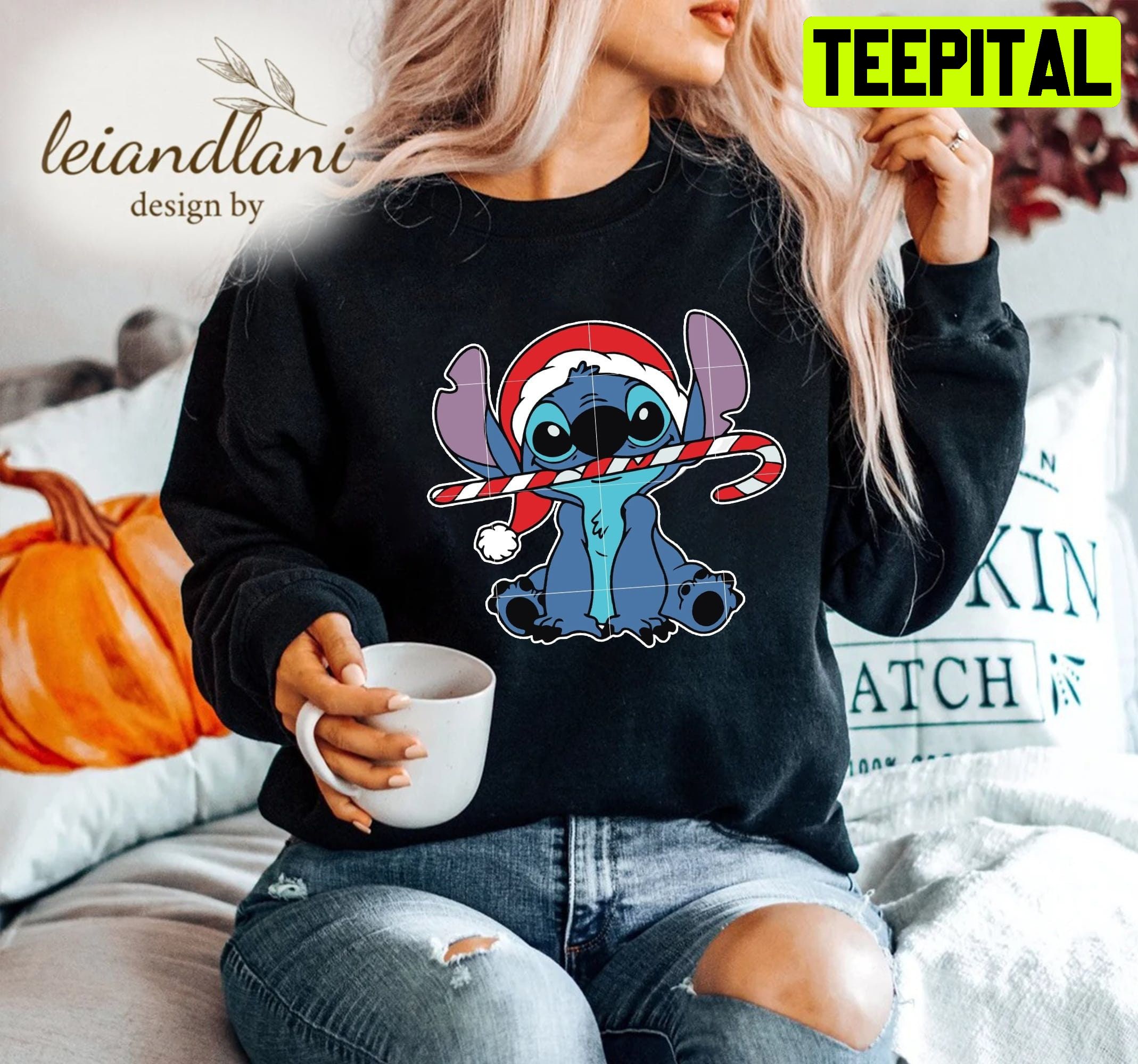 Candy Tree Santa Hat Present Holiday Stitch Christmas Sweatshirt Candy Tree Santa Hat Present Holiday Stitch Christmas Sweatshirt