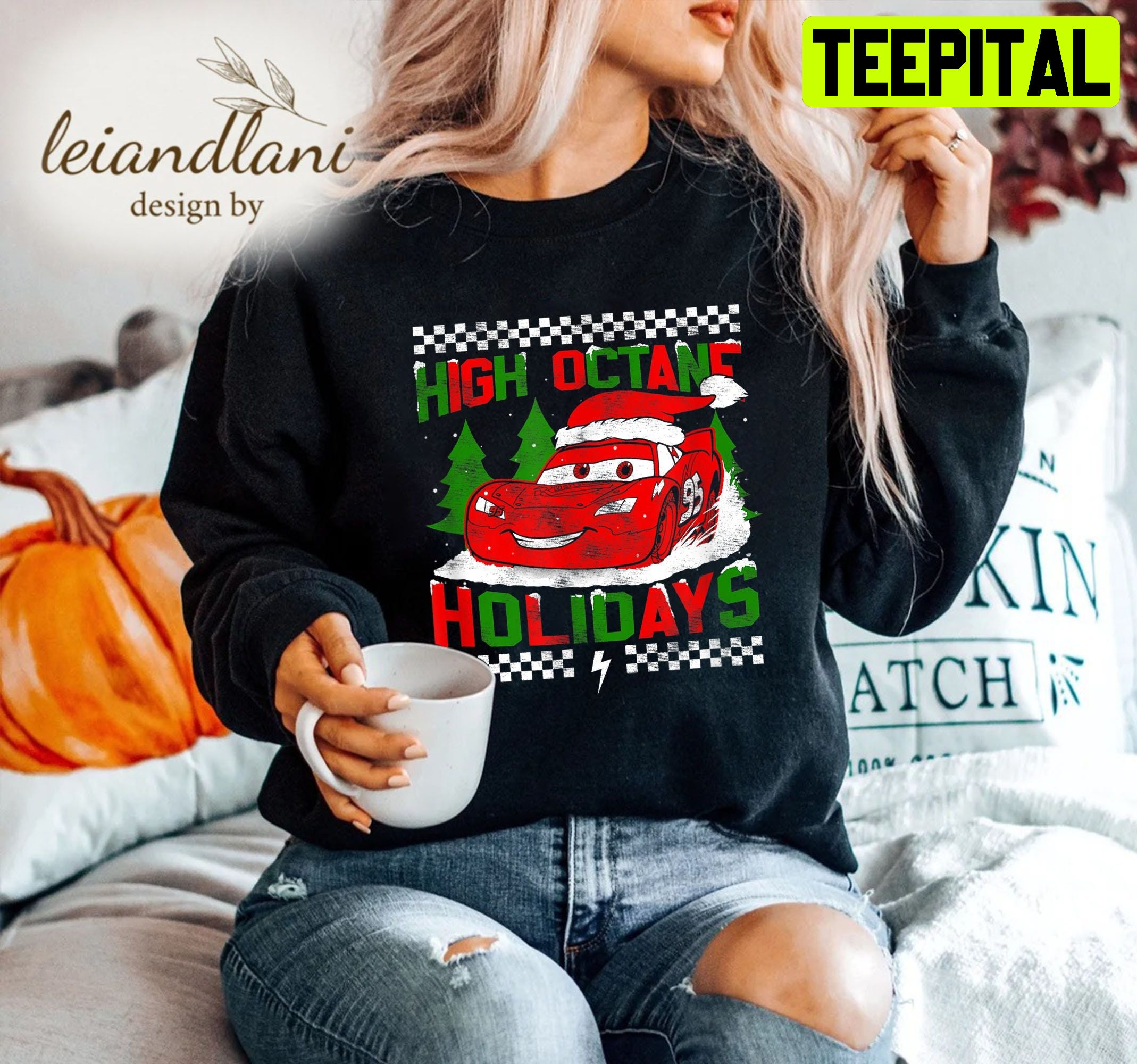 Cars Lightning High Octane Holidays Kid Pixar Christmas Sweatshirt Cars Lightning High Octane Holidays Kid Pixar Christmas Sweatshirt