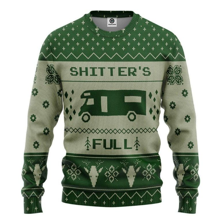 Casespring Shitters Full Green Personalized Unisex 3D Ugly Christmas Sweater Casespring Shitters Full Green Personalized Unisex 3D Ugly Christmas Sweater