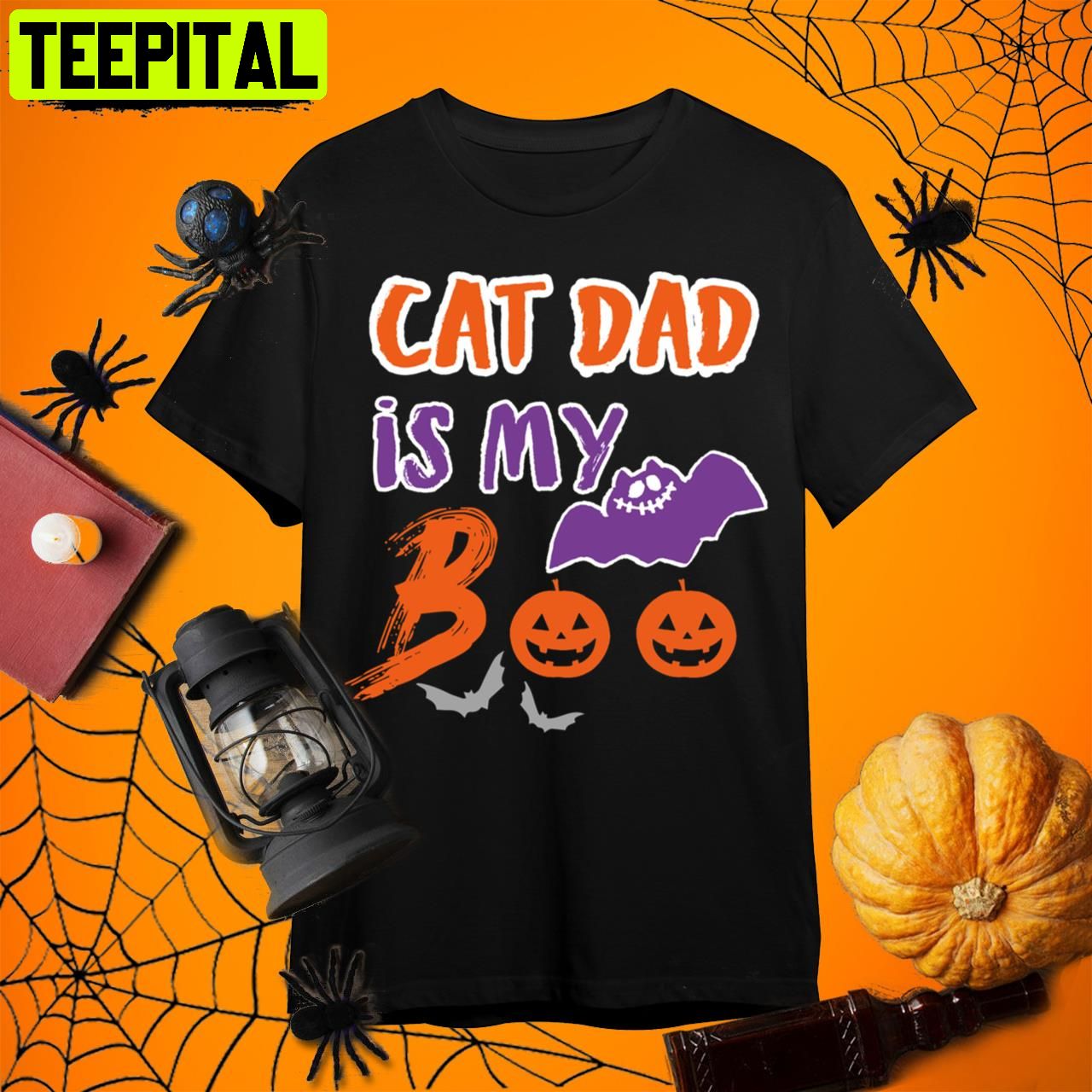 Cat Dad Is My Boo Halloween Cat Dad Retro Art Unisex T-Shirt Cat Dad Is My Boo Halloween Cat Dad Retro Art Unisex T-Shirt