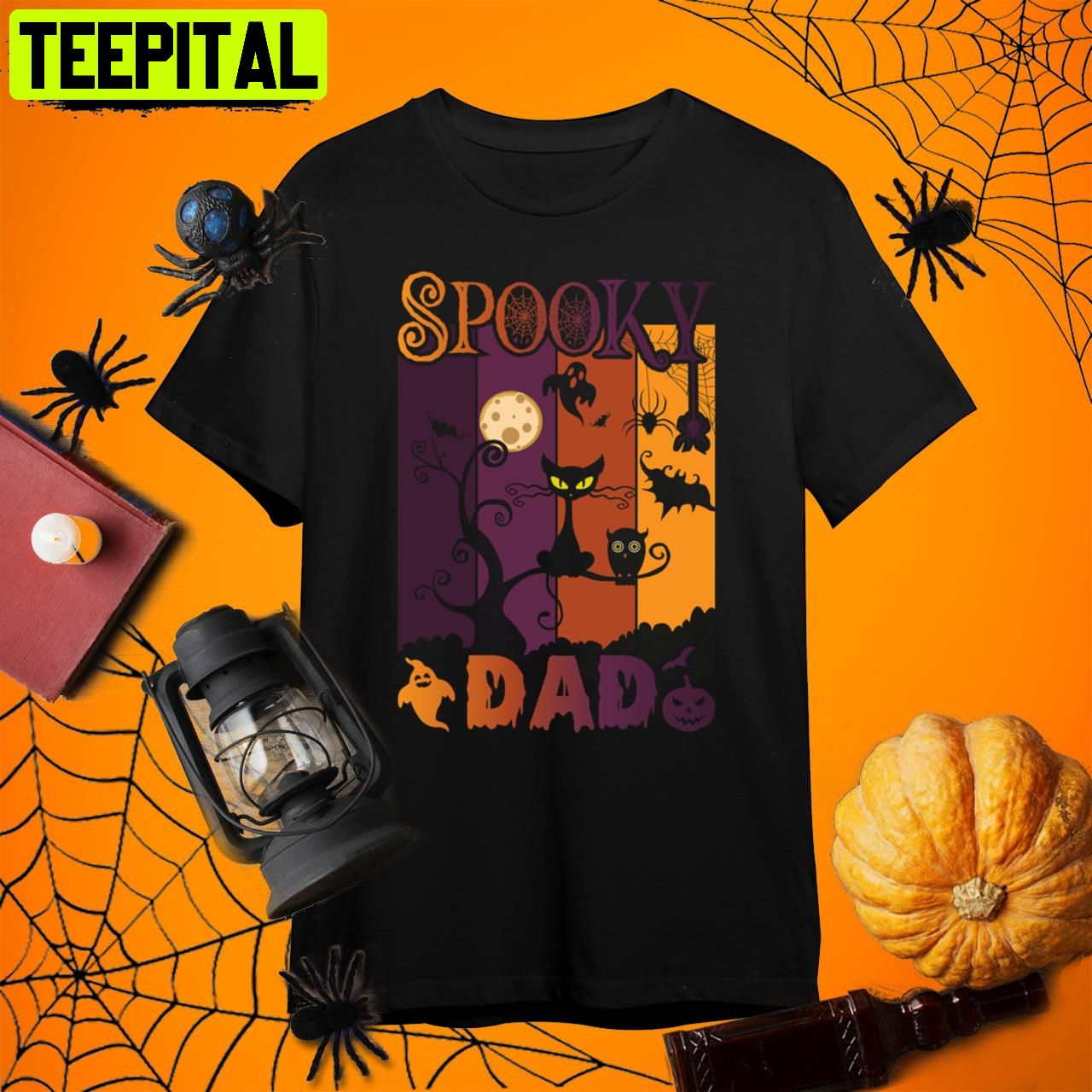 Cat Dad Spooky Dad Halloween Retro Art Unisex T-Shirt Cat Dad Spooky Dad Halloween Retro Art Unisex T-Shirt