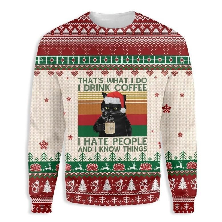 Cat Thats What I Drink Coffee Unisex 3D Ugly Christmas Sweater Cat Thats What I Drink Coffee Unisex 3D Ugly Christmas Sweater