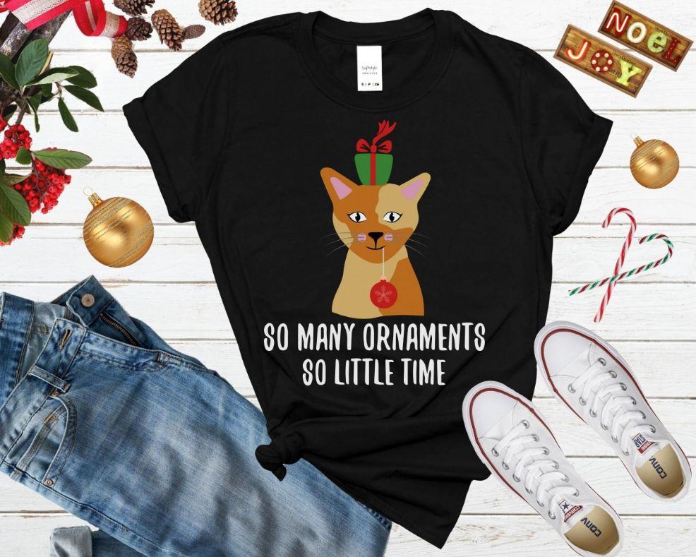 Cat With Ornaments Funny Christmas Shirt Cat With Ornaments Funny Christmas Shirt