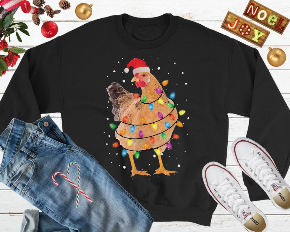 Chicken Christmas Lights Ugly Sweater Chicken Christmas Lights Ugly Sweater