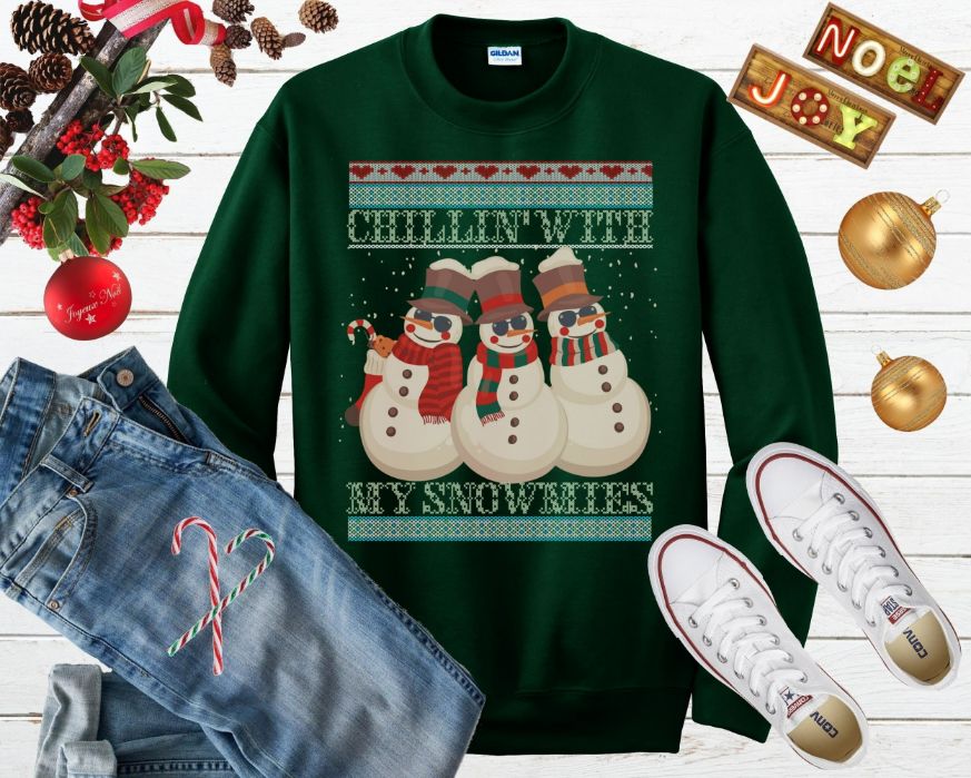 Chillin With My Snowmies Ugly Christmas Sweater Chillin With My Snowmies Ugly Christmas Sweater