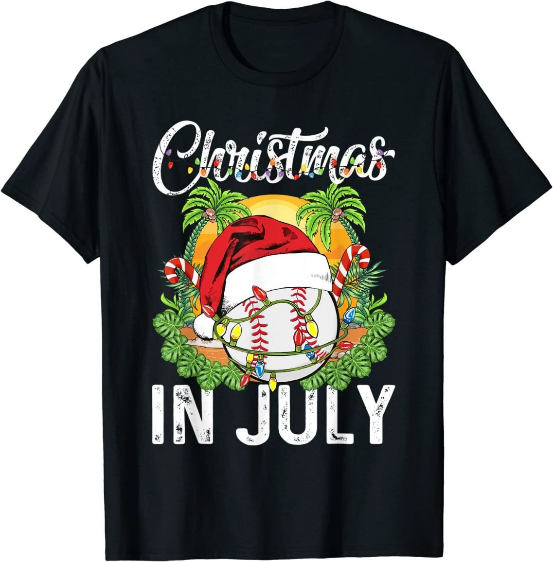Christmas in July Baseball Santa Hat Summer T-Shirt Christmas in July Baseball Santa Hat Summer T-Shirt