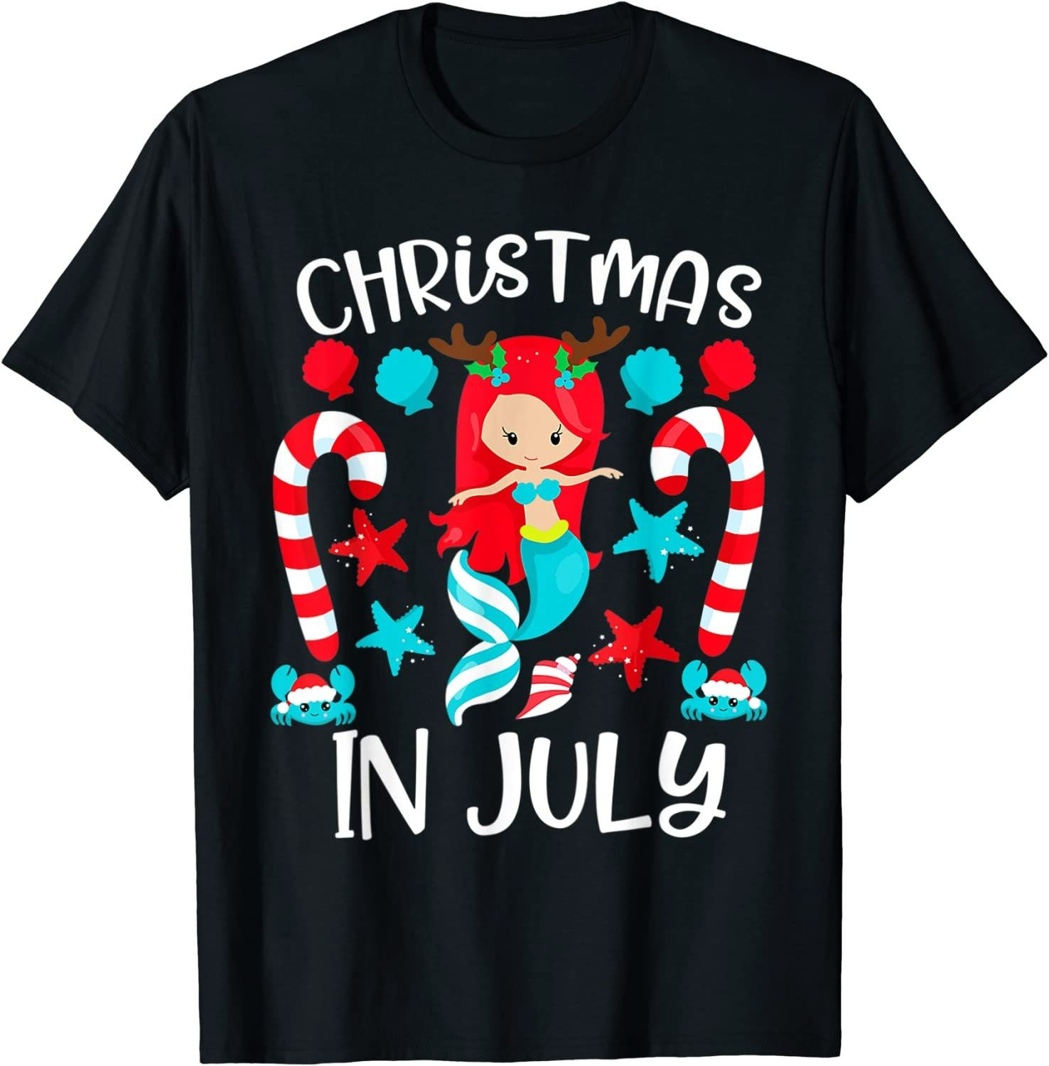 Christmas In July Cute Mermaid Summer Vacation T-Shirt Christmas In July Cute Mermaid Summer Vacation T-Shirt