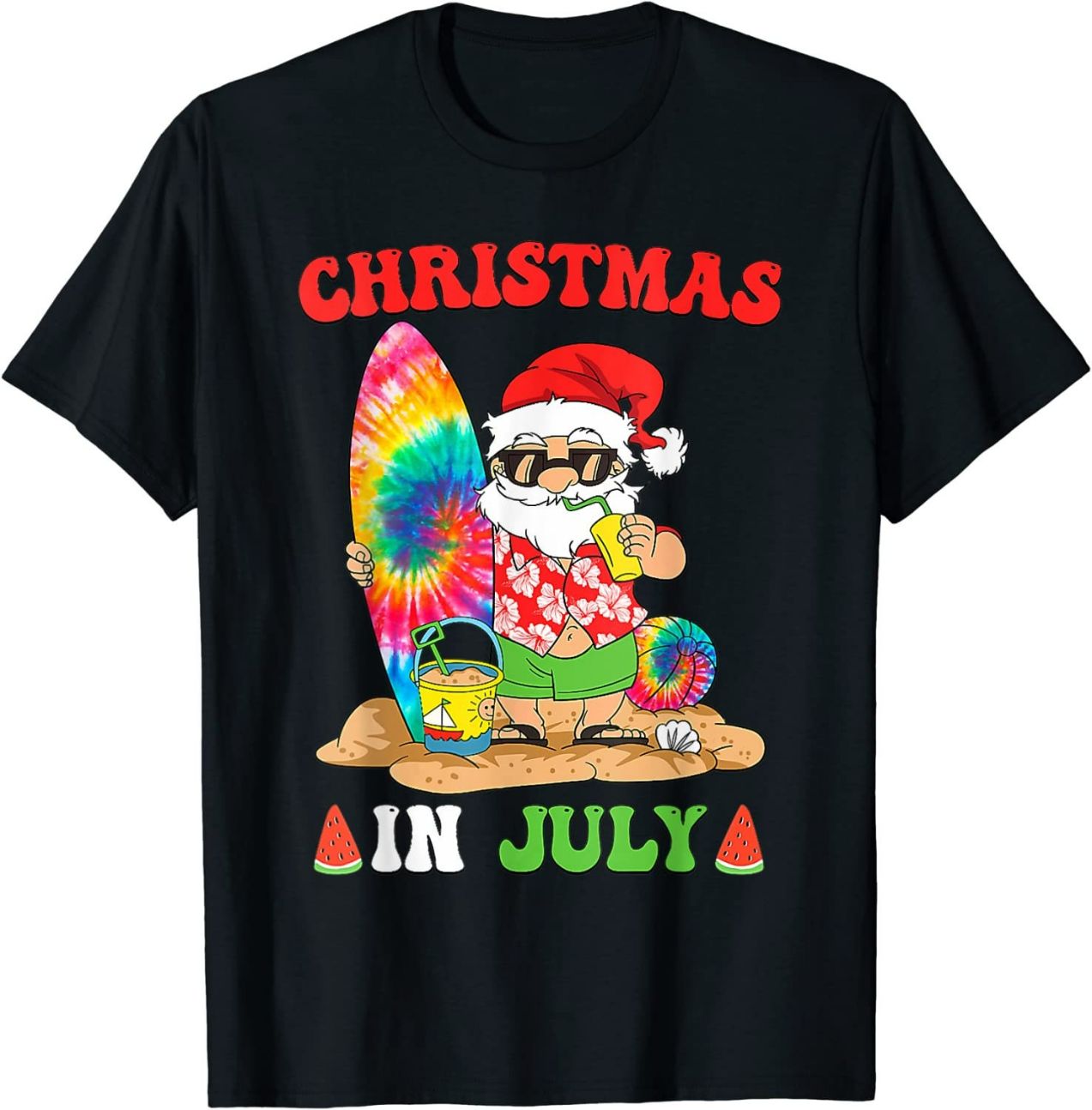 Christmas In July Santa Tie Dye Summer Surf Surfing Surfer T-Shirt Christmas In July Santa Tie Dye Summer Surf Surfing Surfer T-Shirt