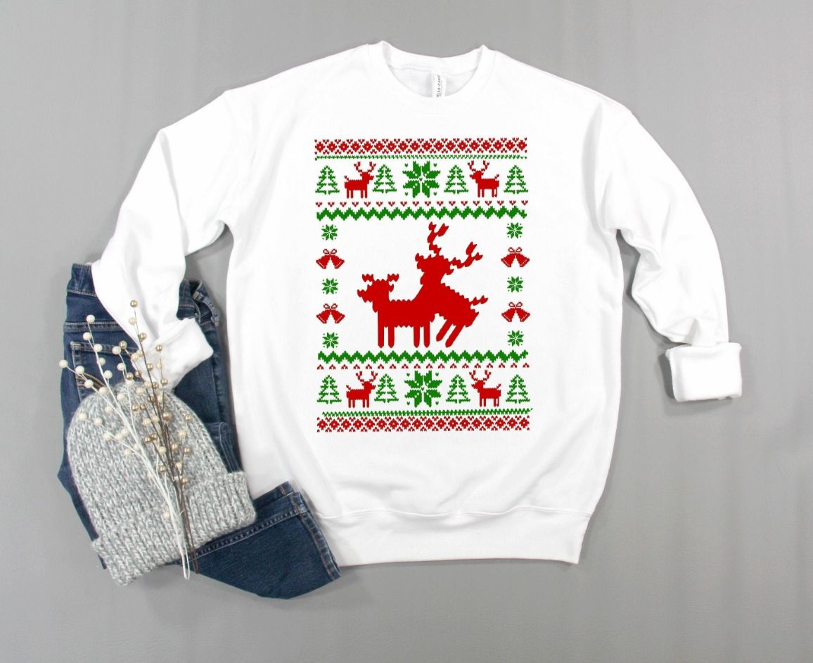 Christmas Ugly Funny Reindeer Sweatshirt Christmas Ugly Funny Reindeer Sweatshirt