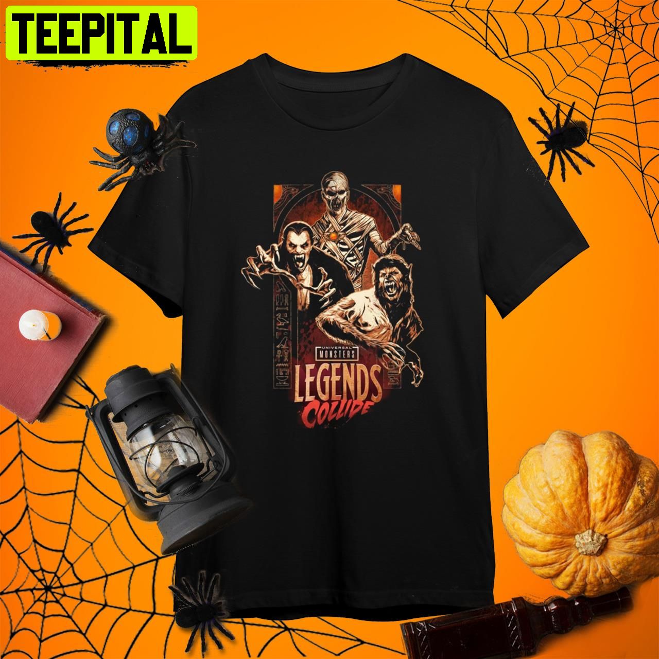 Collide Halloween Universal Monsters Retro Art Unisex T-Shirt Collide Halloween Universal Monsters Retro Art Unisex T-Shirt