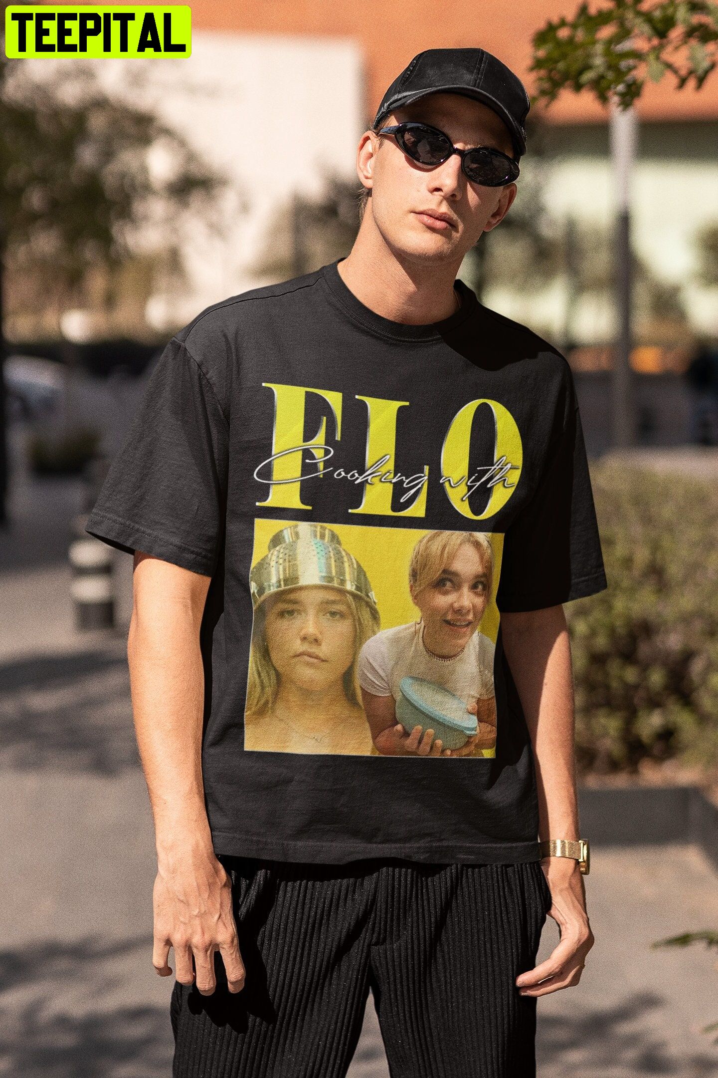 Cooking With Flo Florence Pugh 90s Retro Design T-Shirt Cooking With Flo Florence Pugh 90s Retro Design T-Shirt