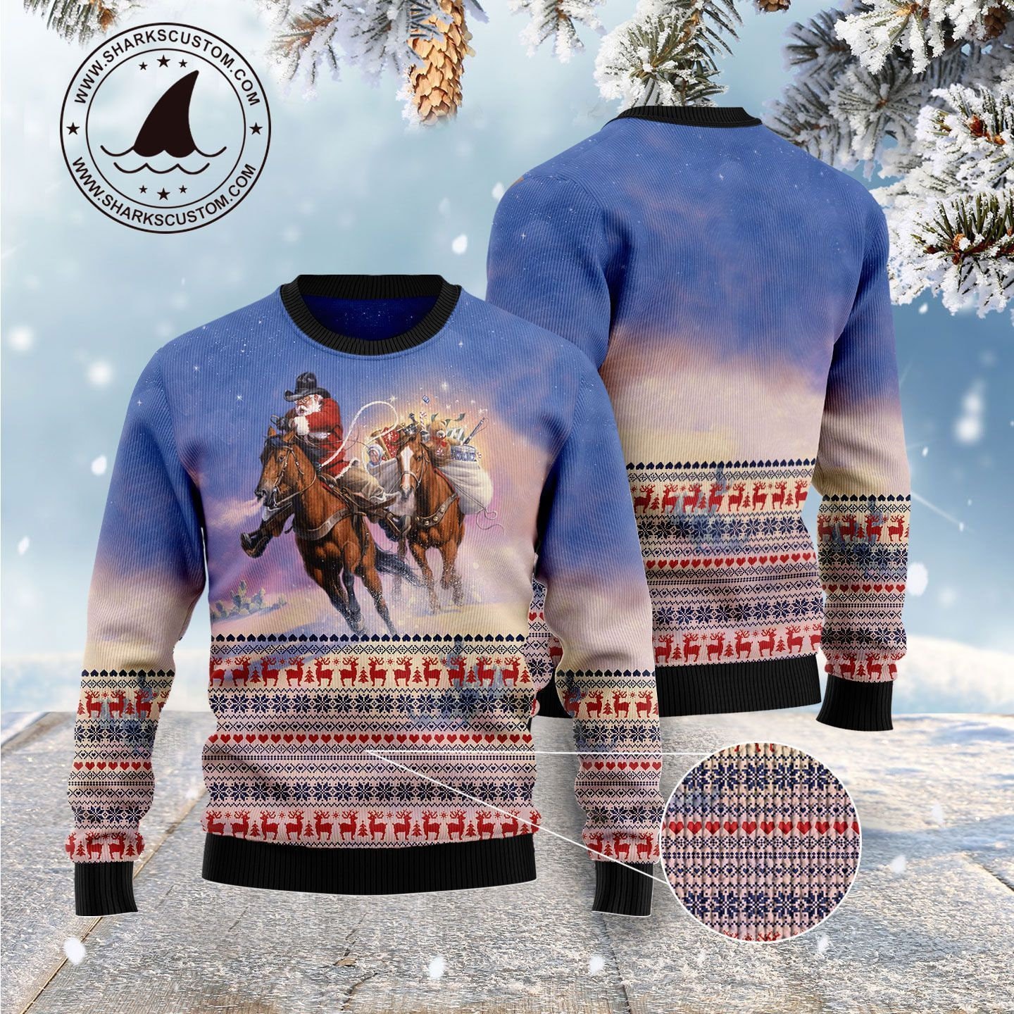 Cowboy Santa Claus Unisex 3D Ugly Christmas Sweater Cowboy Santa Claus Unisex 3D Ugly Christmas Sweater