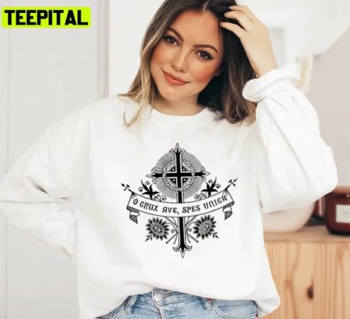 Cross O Crux Ave Spes Unica Black White Bkg Unisex Sweatshirt