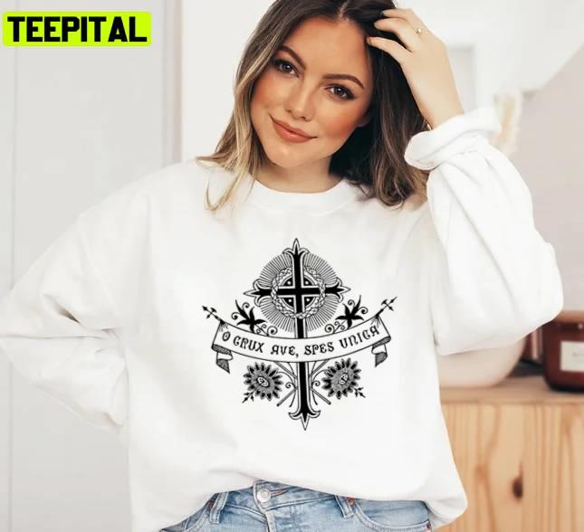 Cross O Crux Ave Spes Unica Black White Bkg Unisex Sweatshirt Cross O Crux Ave Spes Unica Black White Bkg Unisex Sweatshirt