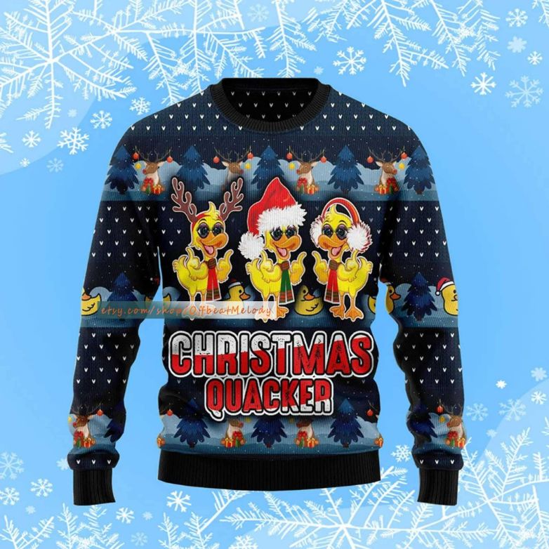 Cute Duck Christmas Quacker Ugly Sweater Cute Duck Christmas Quacker Ugly Sweater