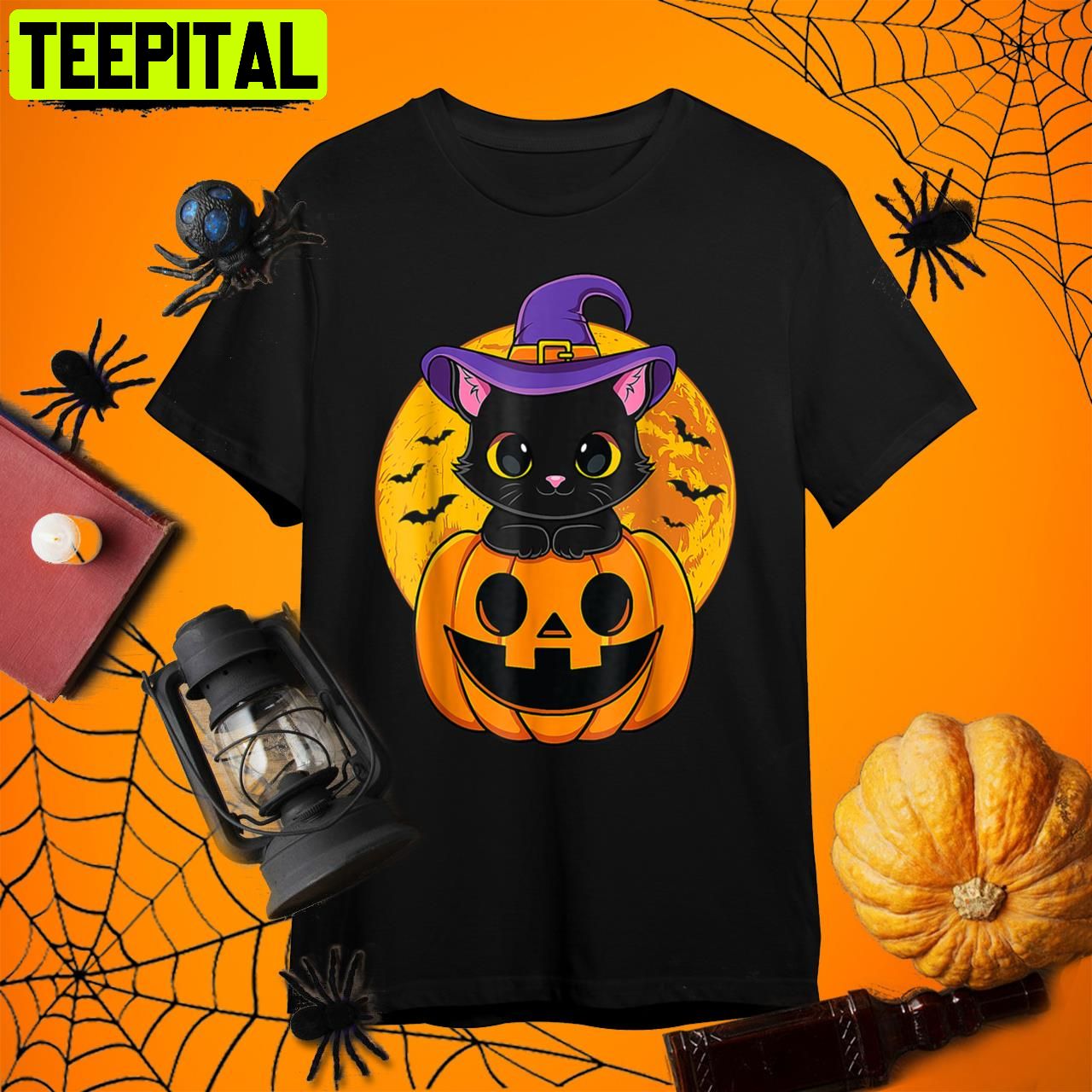 Cute Halloween Black Cat Witch Hat Pumpkin For Kids Girls T Retro Art Unisex T-Shirt Cute Halloween Black Cat Witch Hat Pumpkin For Kids Girls T Retro Art Unisex T-Shirt